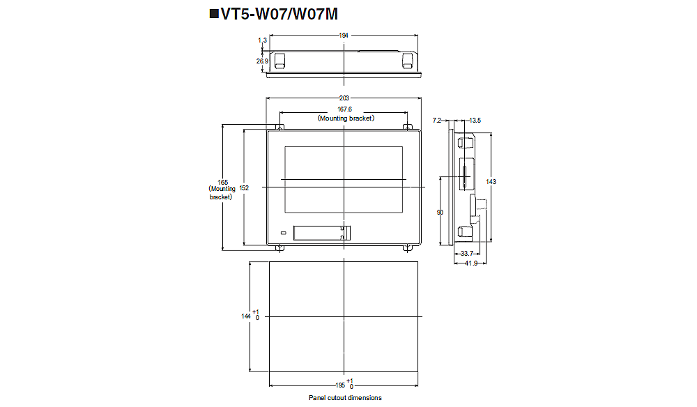VT5-W07/W07M Dimension