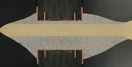 커넥터 핀 납땜 접합부 단면의 연결 화상
