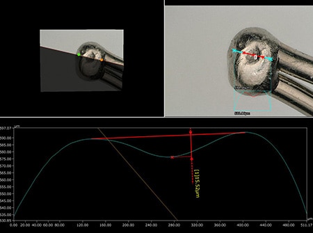4K 디지털 마이크로스코프 「VHX 시리즈」를 이용한 전극 납땜 불량의 프로파일 측정