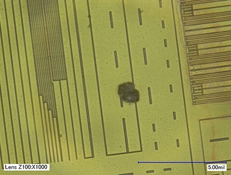 IC 칩에 혼입된 이물질(1000×)